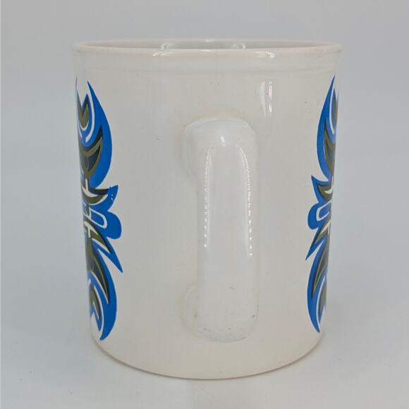 1970s Retro Mug Staffordshire Potteries Blue Green Geometric English Coffee Cup - Picture 4 of 8